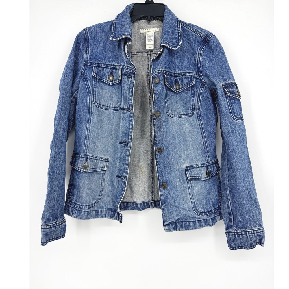 Crazy Horse Liz Claiborne Womens Denim Jacket Medium Wash‎ Blue Cotton Small S